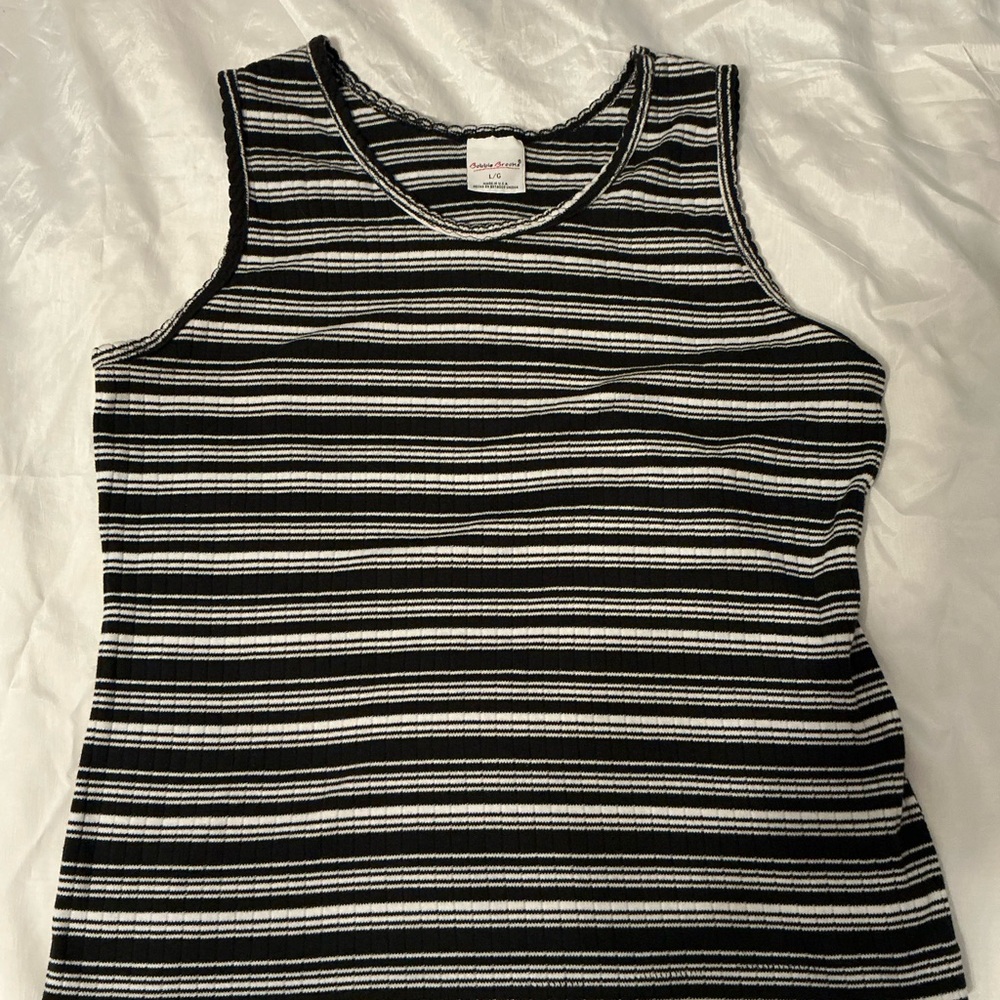 Bobbie Brooks Black and White Striped Tank Top - Picture 2 of 4